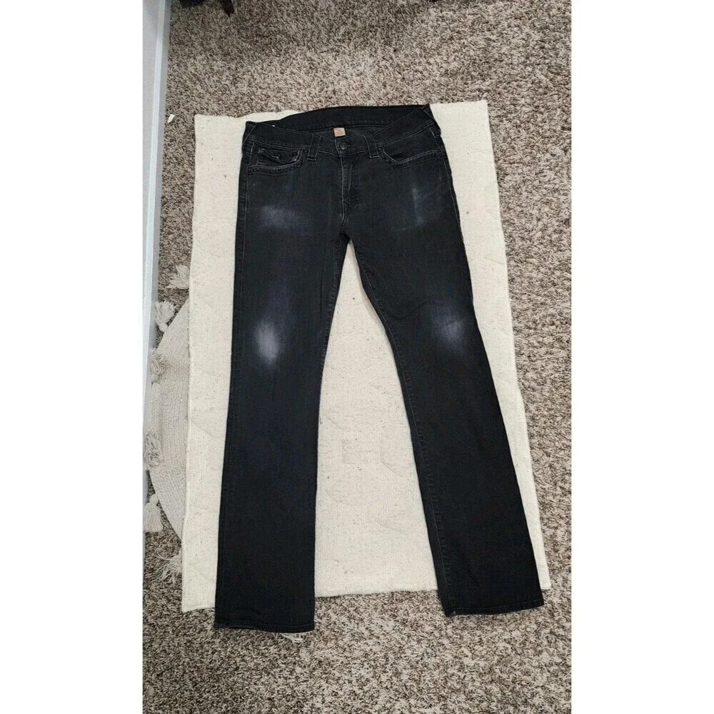 Vintage True Religion Ricky Jeans Mens 36 Black Straight Streetwear Casual Y2K